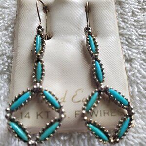A nice pair of turquoise pierced earrings  Item # A-26